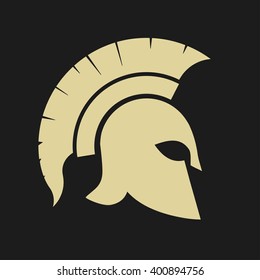 Gladiator icon, Trojan Helmet silhouette, Greek warrior - Spartan, legionnaire heroic soldier. vector Gladiator image,  Spartan flat style, Spartan concept for design,  Gladiator illustration