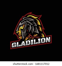 Gladiator Lion Head Mascot Logo Esport