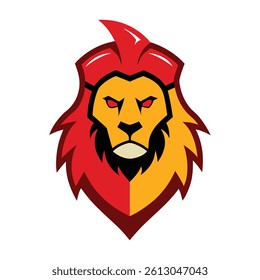 gladiator lion head mascot logo vector art illustration