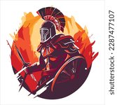 Gladiator logo design. Spartan Warrior sport team symbol. Eps10 vector illustration for print.