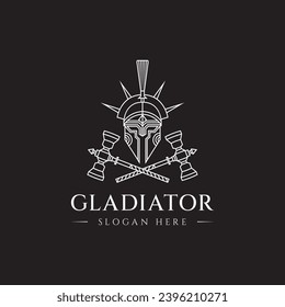 Gladiator Logo Hammer Vector Illustration