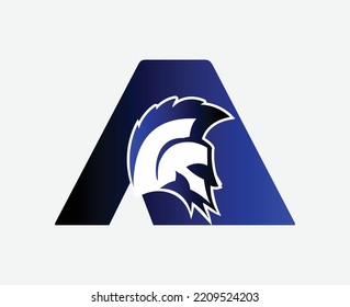 gladiator logo with letter A, gym and sports icon.