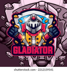 the gladiator logo mascot gaming vector illustration