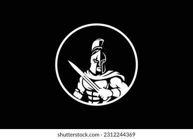 Gladiator logo on black background, Spartan gym and fitness logo.