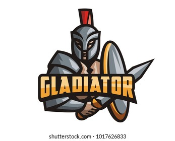 Gladiator logo. Vector format, available for editing. Full-color version. White background.