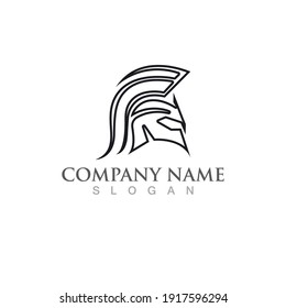 Máscara de gladiador o logotipo de casco y vector de símbolo