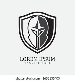 Gladiator mask , Spartan helmet logo template vector icon design