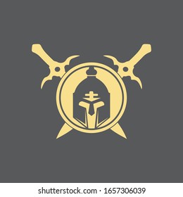Gladiator mask , Spartan helmet logo template vector icon design