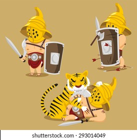 Gladiator Power Glory Blood Winner Hero vector cartoon illustration
