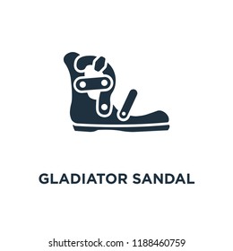 Gladiator Sandal icon. Black filled vector illustration. Gladiator Sandal symbol on white background. Can be used in web and mobile.