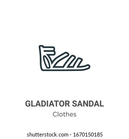 Gladiator sandal outline vector icon. Thin line black gladiator sandal icon, flat vector simple element illustration from editable clothes concept isolated stroke on white background