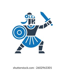 Gladiator with Shield Icon On White Background