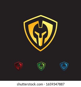 Gladiator shield shape logo vector symbol design template