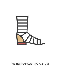 Zapatos de gladiador relleno icono de contorno, señal vectorial de línea, pictograma colorido lineal aislado en blanco. Símbolo, ilustración del logotipo. Gráficos vectoriales