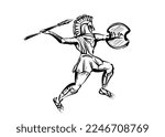 gladiator sketch vector illustration isolated on white background