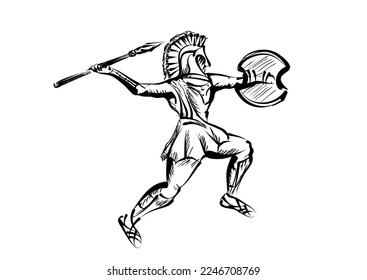 gladiator sketch vector illustration isolated on white background