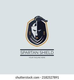 planilla de diseño del logotipo del escudo guerrero espartano del gladiador para marca o empresa