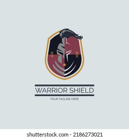 gladiator spartan warrior shield logo design template for brand or company
