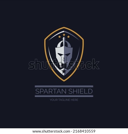gladiator spartan warrior shield logo design template for brand or company