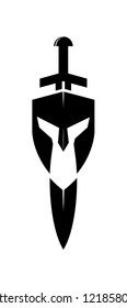 Gladiator Sword Helmet Warrior Logo Icon Vector