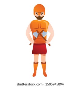 Gladiator two axes icon. Cartoon of gladiator two axes vector icon for web design isolated on white background