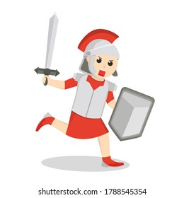 Gladiator use sword and shield design character on white background