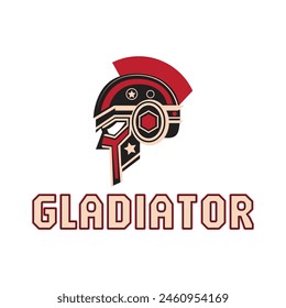 Gladiators Vector Logo Illustration. It's a Roman soldier or spartan, or gladiator helmet logo, this logo try to symbolize a strength, power, and concept of heroic.