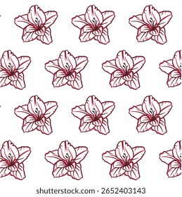 Gladiolus flower Seamless Pattern Hand drawn vector line art, Black and Purple Flower isolated in white. Beautiful design for textile, wallpaper, wrapping paper and backgrounds