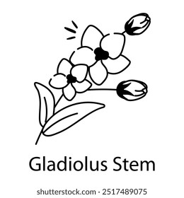 Gladiolus stem icon in sketchy style 