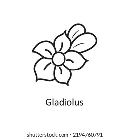 Ilustración de diseño de iconos de contorno del vector de Gladiolus. Símbolo de la naturaleza sobre el fondo blanco Archivo EPS 10