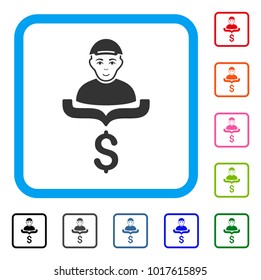 Gladness Customer Sales Funnel vector icon. Human face has joy sentiment. Black, grey, green, blue, red, orange color variants of customer sales funnel symbol inside a rounded squared frame.