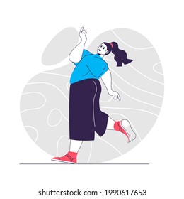 Gladness emotion web concept. Rejoicing woman smiling. Expressing positive feelings people scene. Flat characters design for website. Vector illustration for social media promotional materials