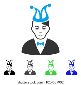 Gladness Joker vector icon. Vector illustration style is a flat iconic joker symbol with gray, black, blue, green color versions. Person face has joyful mood.