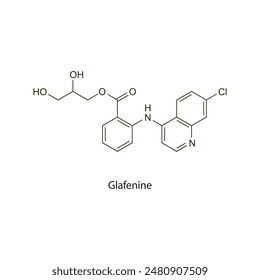 Glafenine flat skeletal molecular structure NSAID drug used in Pain treatment. Vector illustration scientific diagram.
