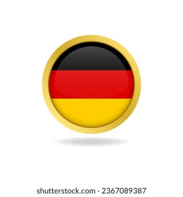 glag of Germany with golden frame, circle round glossy button, vector design, editable eps file
