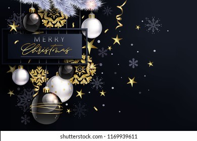 Glam Christmas cadr with white and black balls