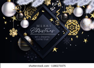 Glam Christmas cadr with white and black balls