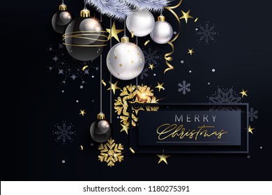 Glam Christmas Cadr With White And Black Balls