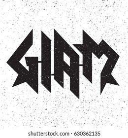 Glam Metal Grunge Emblem Label. For Rock Music Festival Signage, Textile Prints And Stamps
