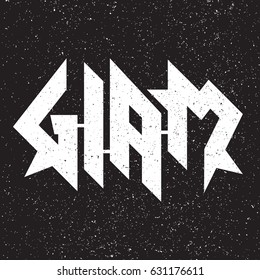Glam Metal Grunge Emblem/Label on black background. For signage, prints and stamps