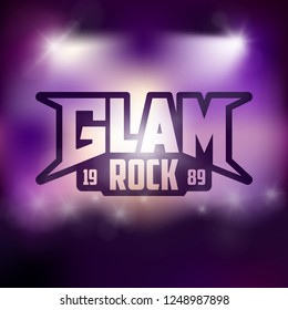 Glam Rock Logo, Badge, Emblem On Stage Background