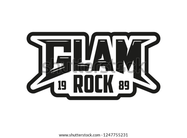 Glam rock logo.\
Rock music. Hair metal\
emblem