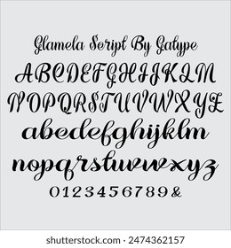 Glamela Script Script Modern Calligraphy, the newest you can get now! With an updated hand calligraphy model with special glyphs that have been given a combination of fantasy and handwritten ink. 