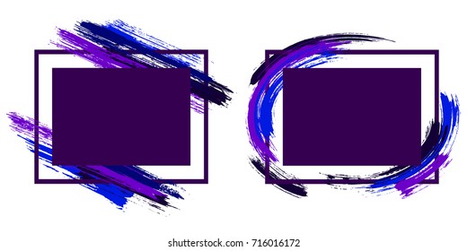 Glamor art frame set vector collection. Grunge border with painted brushstrokes background collection. Painted frames advertising graphic design templates for banner, flyer, poster, card.