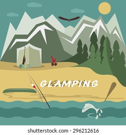 glamor camping flat design landscape 