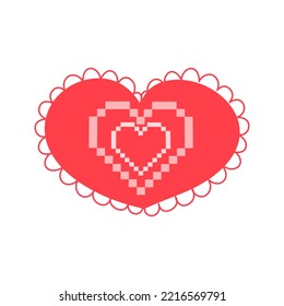 Glamor heart, y2k aesthetic, 2000s. Symbol of Valentine's Day. Vector illustration in flat style