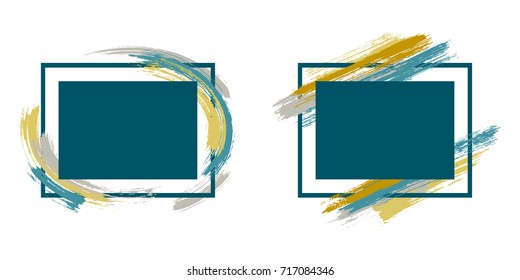 Glamor rich art frame set vector collection. Grunge border with painted brushstrokes background collection. Painted frames advertising graphic design templates for banner, flyer, poster, card.