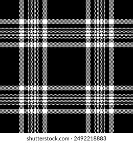 Glamor tartan vector check, awesome texture background fabric. Traditional seamless textile pattern plaid in black and white colors palette.