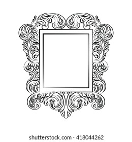 Glamorous Baroque Rococo Mirror frame. Vector French Luxury rich carved ornaments and Wall Frames. Victorian wealthy Style frame