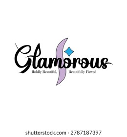 Glamorous Brand Logo with Elegant Script Typography, Lavender Accent Graphic, and Tagline